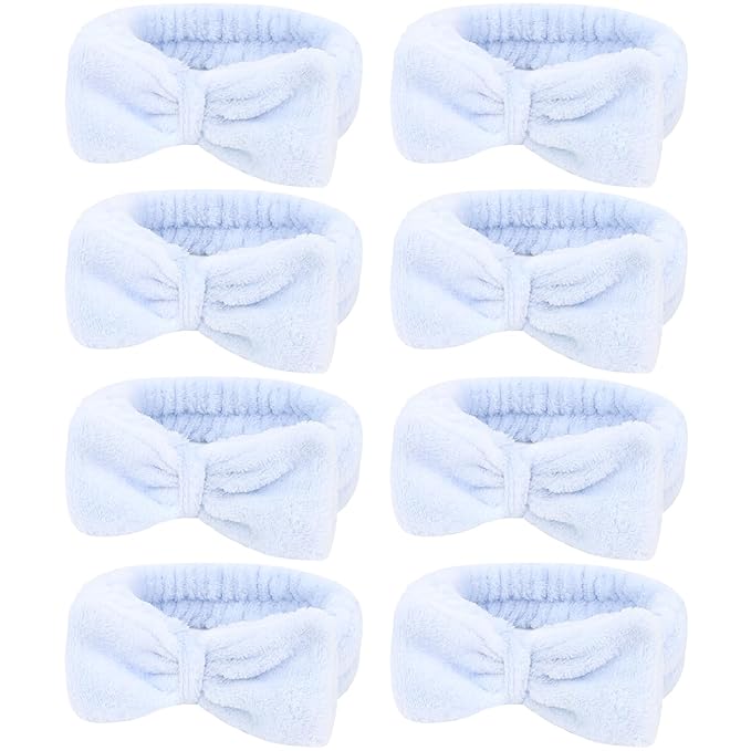 Semato 8 Pcs Blue Spa Headband Bachelorette Party Favor Set Skincare Headbands for Women Gifts and Party Supplies (Blue)