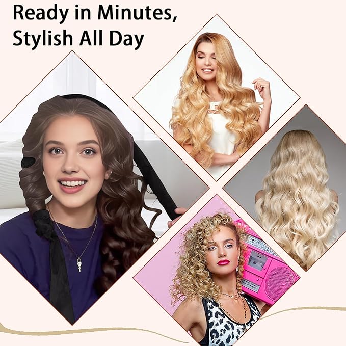 ZILAMPU Heatless Curls Overnight for Long Hair, Heatless Hair Curlers to Sleep In Overnight Curls, 70" Soft Velvet No Heat Hair Curlers Set for Women