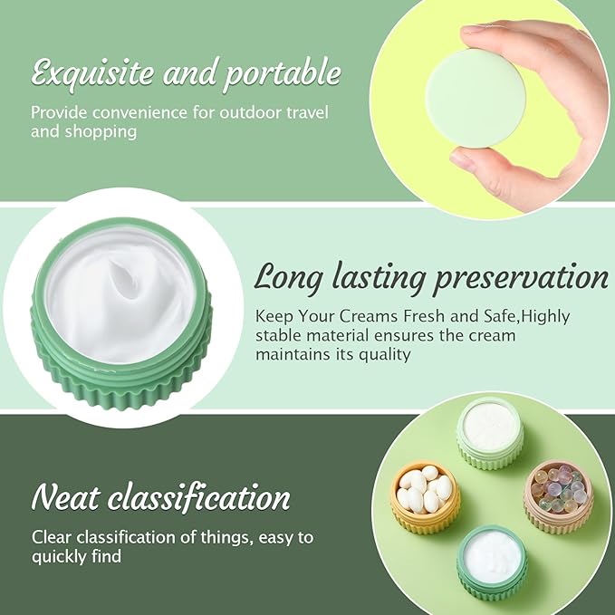 Maxcheck 8 Pcs Travel Containers for Toiletries 0.68 Oz/20 ml Small Silicone Cream Jar with Lid Mini Leakproof Lotion Jar Refillable Travel Cosmetic Container for Face Body Skin Cream (Fresh Color)