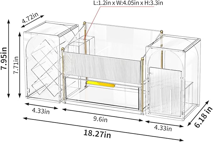 Seoneiro Makeup Organizer with Drawers, Cosmetic Storage for Dresser Countertop and Bathroom Vanity, Beauty Holder for Lipstick Brush Skincare Display case (Transparent)
