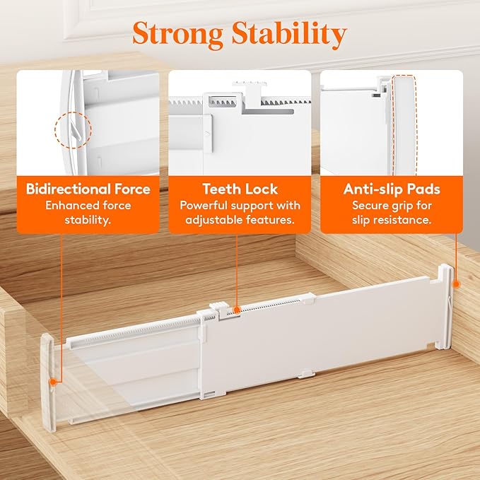 Lifewit 4" High 12 Pack Drawer Dividers, 35 –55cm/13.8-22.5" Drawer Divider for Clothes, Adjustable Dresser Drawer Organizers, Plastic Drawers Separators for Clothes Bedroom Bathroom Kitchen Office