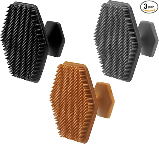 3 Pack Silicone Face Scrubber for Men, Emptycolor Beard Scrubber for Men, Exfoliating Brush Face Wash Tools, Facial Silicone Scrubber for Men’s Skincare & Beard Care