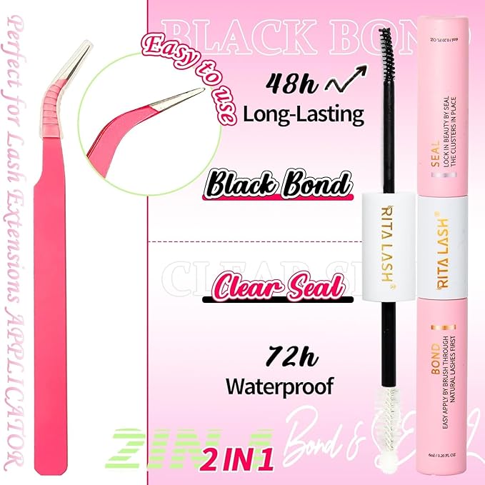 RITALASH Lash Extension Kit 20D+30D+40D+50D DIY Lash Clusters 640pcs Cluster Lashes Individual Lashes Eyelash Extension Kit with Lash Bond and Seal,Lash Tweezers(20D+30D+40D+50D Kit,10-16mm Mixed)