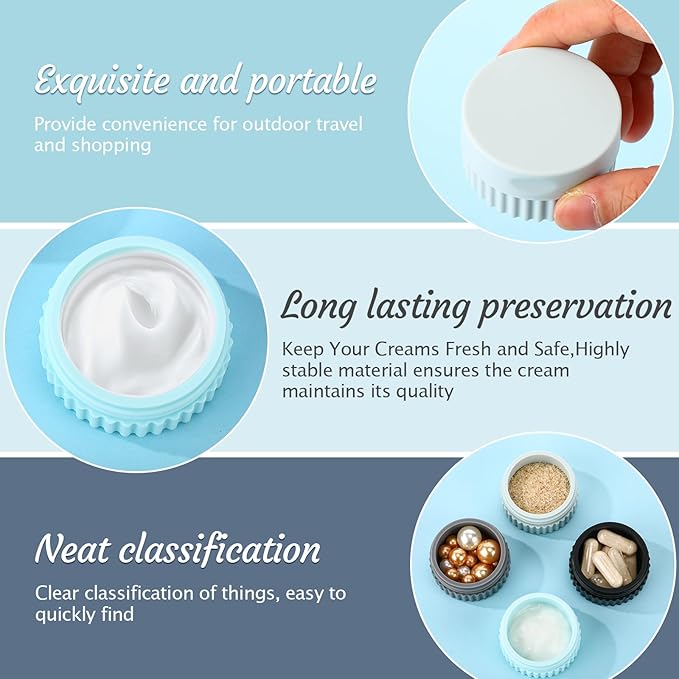 Maxcheck 4 Pcs Travel Containers for Toiletries 0.68 Oz/20 ml Small Silicone Cream Jar with Lid Mini Leakproof Lotion Jar Refillable Travel Cosmetic Container for Face Body Skin Cream (Black and Gray)