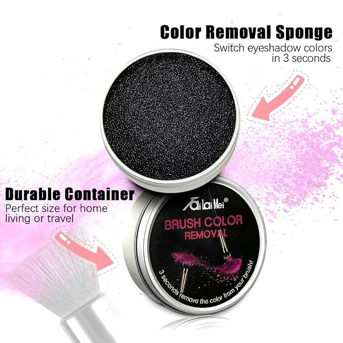 TailaiMei 4 Pack Color Removal Cleaner Sponge, Quickly & Easily Clean Makeup Brushes Without Water or Chemical Solutions Eliminating Drying Time - Switch Eyeshadow Colored Immediately