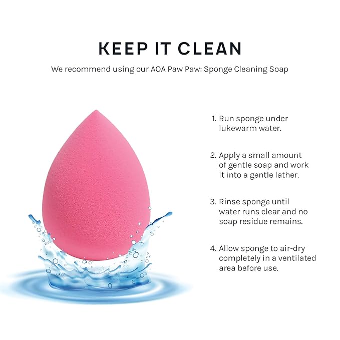 AOA Studio Collection Makeup Sponge Set Makeup Blender Latex Free and High-definition Super Soft Set of 6 Makeup Blender For Powder Cream and Liquid, Beauty Cosmetic Beveled Shape (Pink)