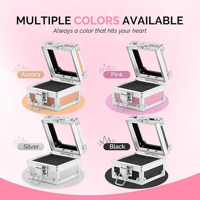 MelodySusie Nail Drill Bits Holder, 25 Holes Case, Portable Dustproof Displayer Organizer Container, Nail Tech Professional Nail Art Tool, Travel Salon Home, Silver (Drill Bits Not Included)