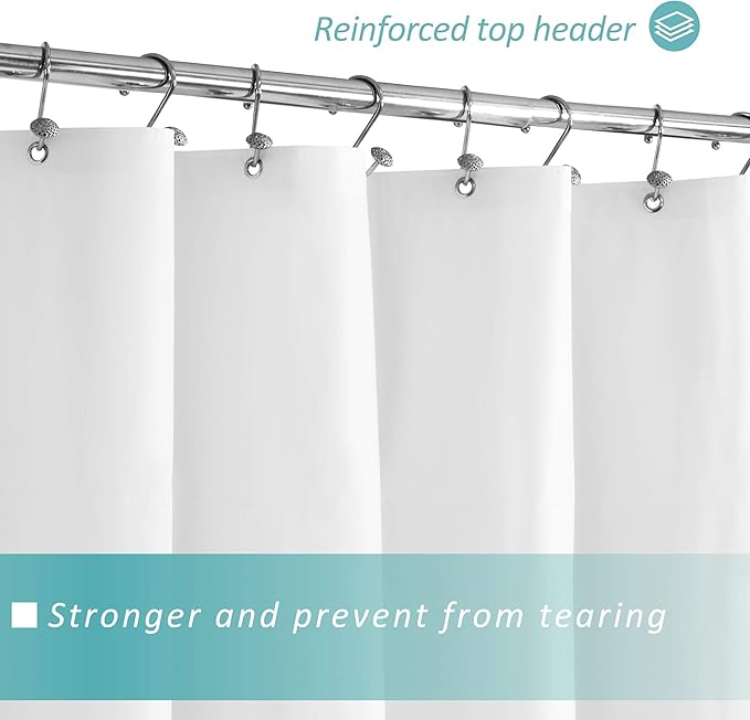 Mrs Awesome Long Shower Curtain Liner with 3 Magnets, 72x78 White PEVA Shower Liner, 78 Length Plastic Shower Curtain for Bathroom, Waterproof, 72 x 78, White