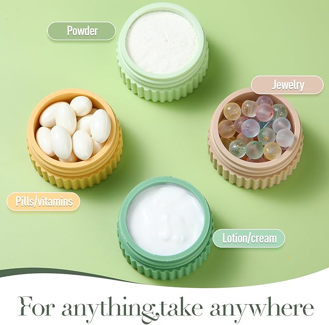 Maxcheck 8 Pcs Travel Containers for Toiletries 0.68 Oz/20 ml Small Silicone Cream Jar with Lid Mini Leakproof Lotion Jar Refillable Travel Cosmetic Container for Face Body Skin Cream (Fresh Color)