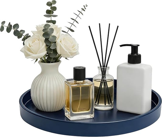 1 Pack 10" Bathroom and Vanity Tray, ABS Bathroom Counter Organizer， Coffee Table Decor for Perfume, Candles, Keys &More. Kitchen Countertop Organizer, Decorative Tray Soap Holder, Blue