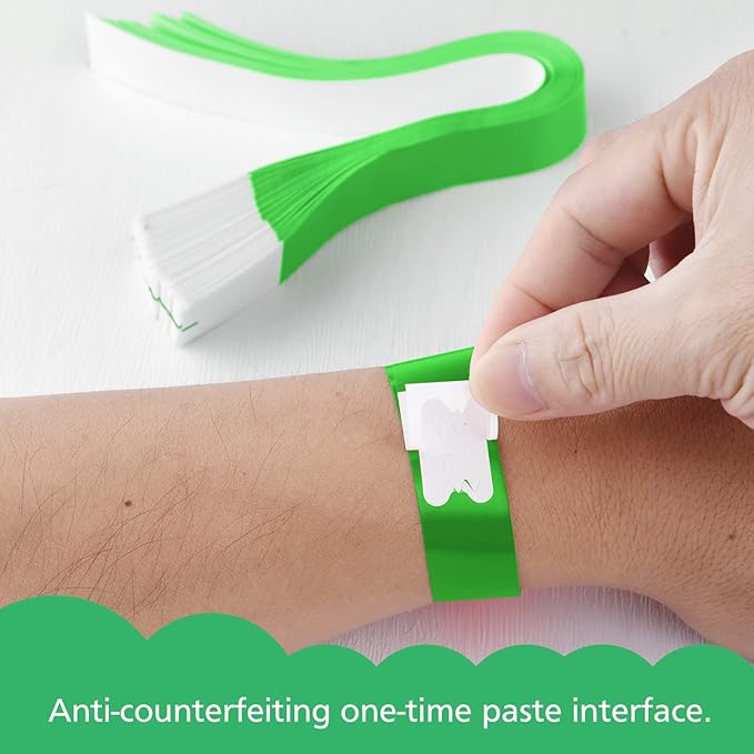 MIAHART Green Paper Wristbands 300 Pack - Event Wristbands - Waterproof & Lightweight - 25cm x 2cm - Round - Synthetic Paper - Identification Wristbands