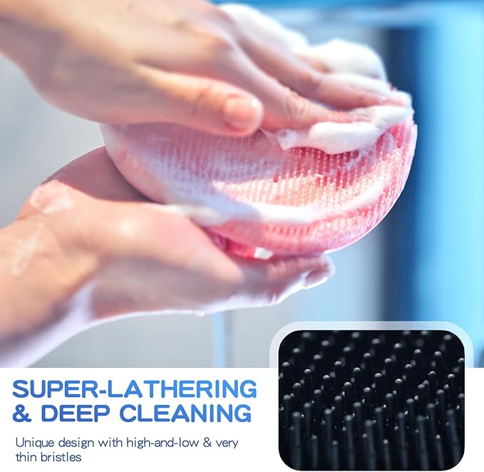 Manmihealth Soft Silicone Shower Brush, Super-lathering Body & Face Brush, Gentle Exfoliating Cleaning Glove for Baby,Sensitive,Dry and All Skin Types (Black x 1)