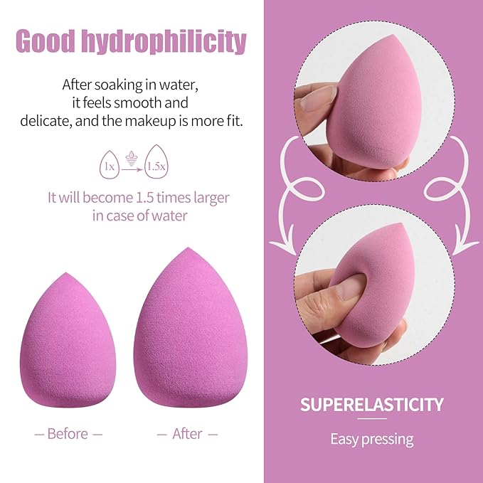 BS-MALL 10 Pcs Premium Makeup Sponges For Foundation - Makeup Blending Sponge Set With Finger & Triangle Puffs For Multi-purpose Use, Travel Essential & Daily Makeup (Diamond)