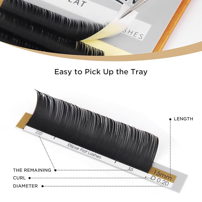 LASHVIEW Eyelash Extension,Ellipse Flat Eyelash Extensions,Individual Lashes,0.15mm C Curl 10mm,Lash Extension,Semi-Permanent,Extremely Light & Soft
