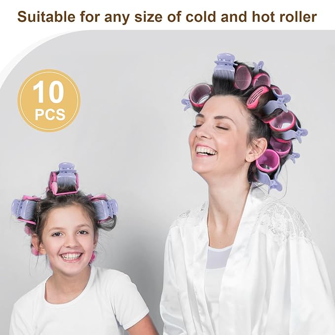 Hot Roller Clips -10PCS Hair Roller Clip - Replacement Roller Clips for Women Girls Hair Section Styling - Hair Curler Claw Clip - Purple
