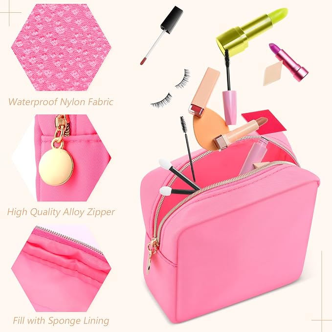 Kacctyen 12 Pcs Mini Makeup Bag Nylon Small Pouch for Purse Mini Square Nylon Pouch with Zipper Small Cosmetic Travel Makeup Bag Purse Organizer for Women(Fresh Color,Regular)