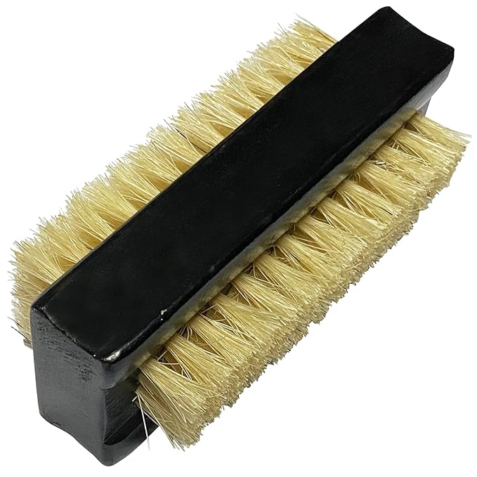 NewFerU Wooden Nail Brush Cleaner Black X 1 in Natural 100% Boar Bristle for Cleaning Hand Finger Foot Toe, Fingernail Toenail Scrub Brush for Men Women Kids Manicure Pedicure Care (Two sided)