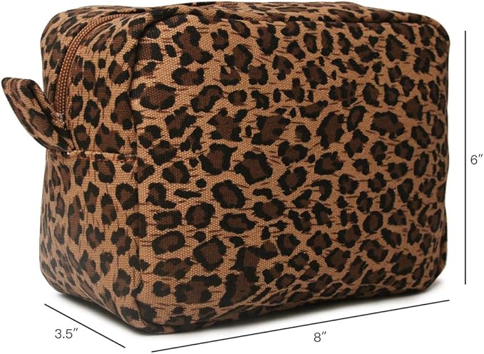 Leopard Cosmetic Bags 4 liters Big Cheetah Print Makeup Bag Lightweight Canvas Travel Toiletry Purses Accessories Organizer Pouch Gifts for Women