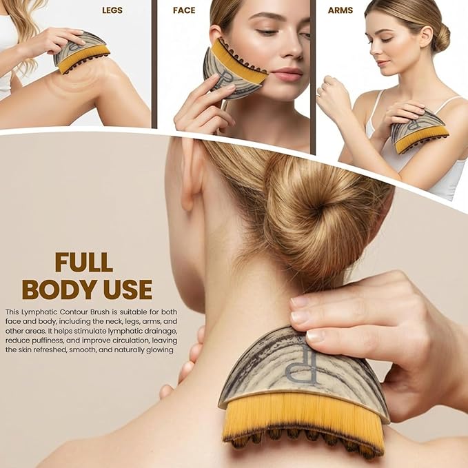 Dry Brush – Lymphatic Drainage Face & Body Brush, Ergonomic Manual Massage & Cleansing Tool for Jawline, Neck & Chin, Gentle Skincare Routine