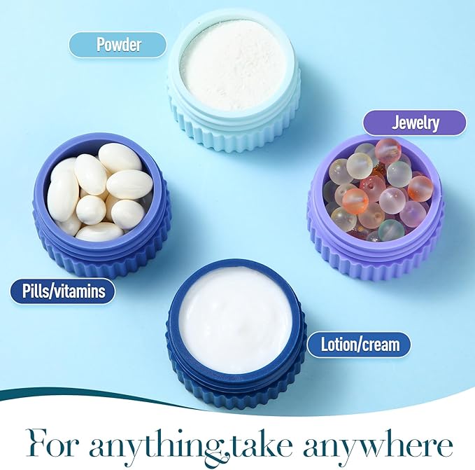 Maxcheck 8 Pcs Travel Containers for Toiletries 0.68 Oz/20 ml Small Silicone Cream Jar with Lid Mini Leakproof Lotion Jar Refillable Travel Cosmetic Container for Face Body Skin Cream (Modern Color)