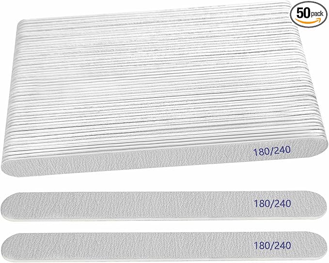 Nail File (50 Packs), Emery Boards for Nails 180/240 Grit Nail Files for Natural Nails Wood Double Sided Emory Fingernail Files Professional Reusable Manicure Pedicure limas para uñas