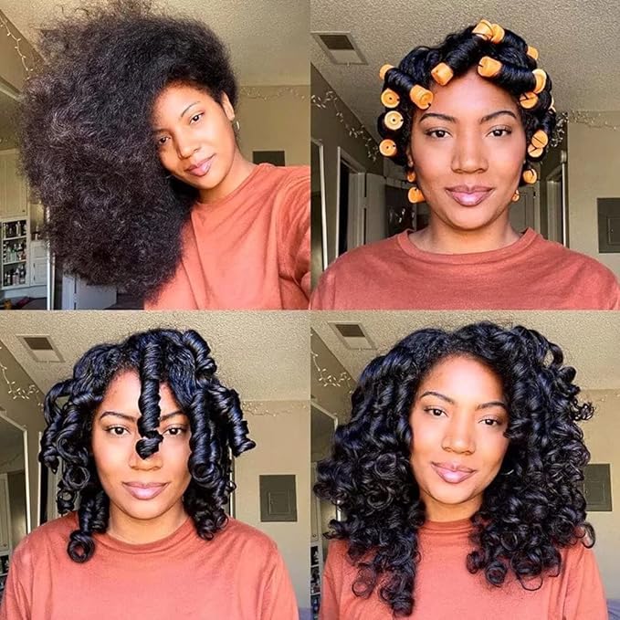 40pcs Cold Wave Perm Rods Set for Women's Long & Short Natural Hair - Plastic Orange Rollers for Curling and DIY Hairdressing