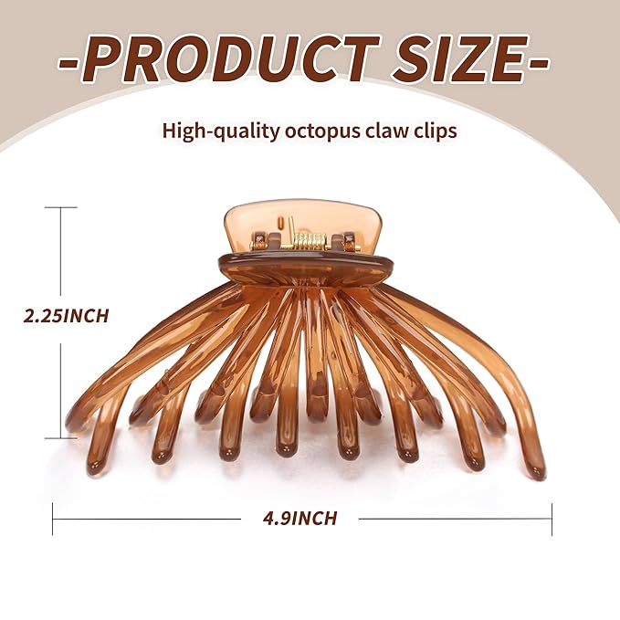 Hair Claw Clips for Thick Hair, 4 Pack - Extra Large Jelly Hair Claw Clips for Women, 4.75" Hair Accessories for Women Girls Gifts, Jelly 4 Colors