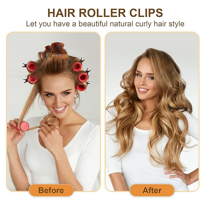 Hot Roller Clip -10PCS Hair Roller Clips - Hair Curler Claw Clip - Replacement Roller Clips for Women Girls Hair Section Styling - Brown
