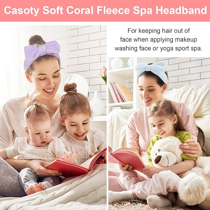 Casoty 6 Pcs Spa Headband, Hair Band for Washing Face, Cheetah Makeup Headband, Skincare Headbands, Soft Fleece Hairband for Face Washing Yoga