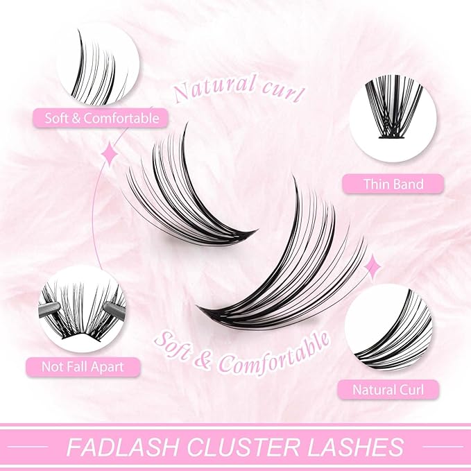 Lash Clusters 12-18mm Mix Individual Lashes Cluster Black Volume Eyelash Clusters Long Individual Lash Extensions C Curl Cluster Lashes DIY Eyelash Extension (30D-0.07C, 12-18mm)