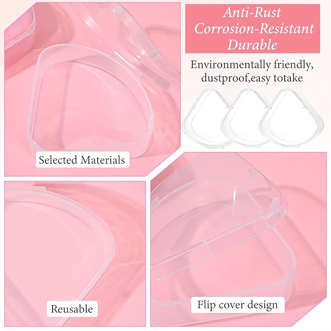 12 PCS Powder Puffs Holder Cases Triangle Makeup Puffs Container Clear Make Up Sponge Storage Reusable Makeup Sponge Container Portable Cosmetic Puff Box Pocket Cosmetic Puff Box for Travel