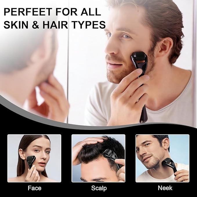 Derma Roller 540 Stainless Steel Black Microneedling Roller Facial Skin Care Home Use for Face Beauty Massage Tools