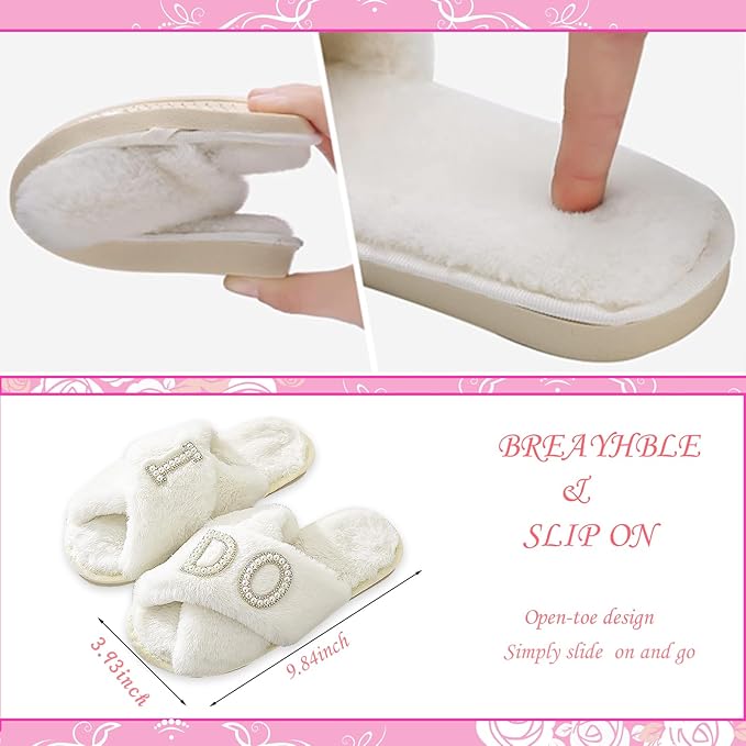Bride to Be Gift Set - I Do Bride Slippers, Robe, Hair Claw, Makeup Bag - Bridal Shower & Wedding Gift