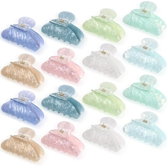 16 Pcs Large Acrylic Hair Claw Clips Bulk for Women Christmas Birthday Gift Fashion French Style Cute Hair Accessories Non-slip Hold Claw Clips for Thick Thin (Multicolor)