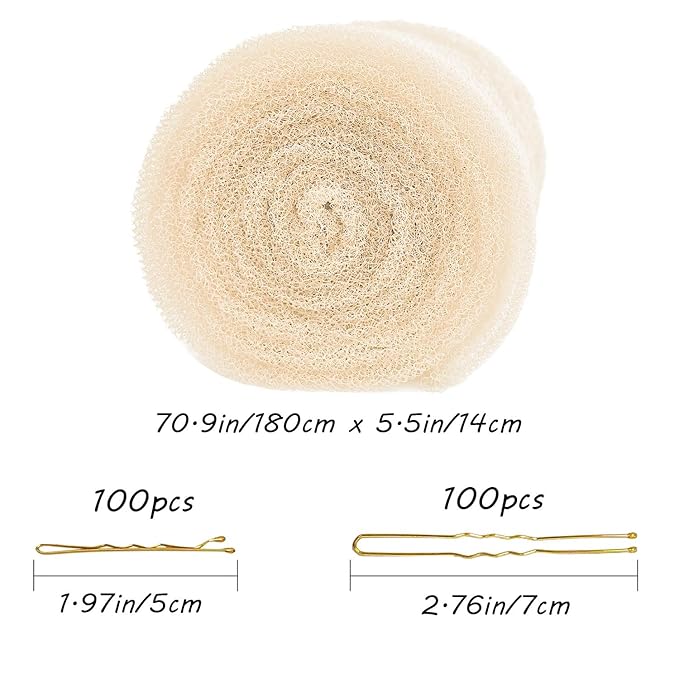 Hair Sponge for Updo Brown with 200pcs pin Hair Filler Padding for Updo Beige