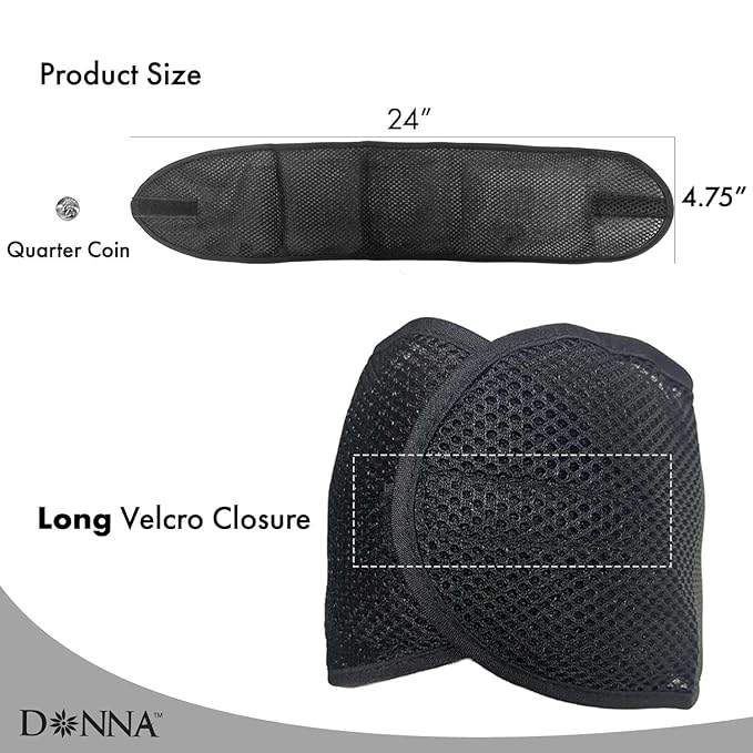 DONNA Deluxe Foam Mesh Wrap – Olive Oil + Vitamin E Treated Hair Wrap for Women, Adjustable Head Wrap, Breathable Mesh & Soft Foam Padding for Sleep or Styling, Black