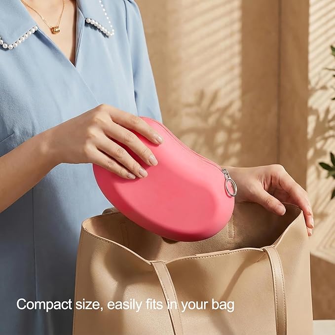 Silicone Makeup Bag for Travel, Zipper Makeup Tools Bag, Large Makeup Brush Holder, Waterpoof Toiletry Bag, Large Capacity Cosmetic Bags, Gifts for Girls Girlfriend Wife Birthday Gift (Rose pink)