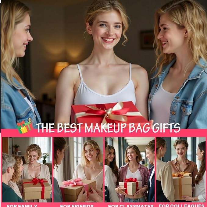 4 Pcs Girls Trip Gifts: Fashion Cosmetic Bag with Zipper, Water Resistant, Durable Nylon, 9W x 7H, Unisex, 4PCMB-2025Girltrip