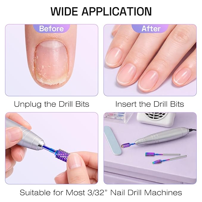 Nail Drill Bits Set with Storage Case: 30pcs 3/32 Inch Carbide Diamond Ceramic Professional Salon Kit for Acrylic Nails, Multi-Function for Women Nail Artists Manicure Pedicure (Silver)