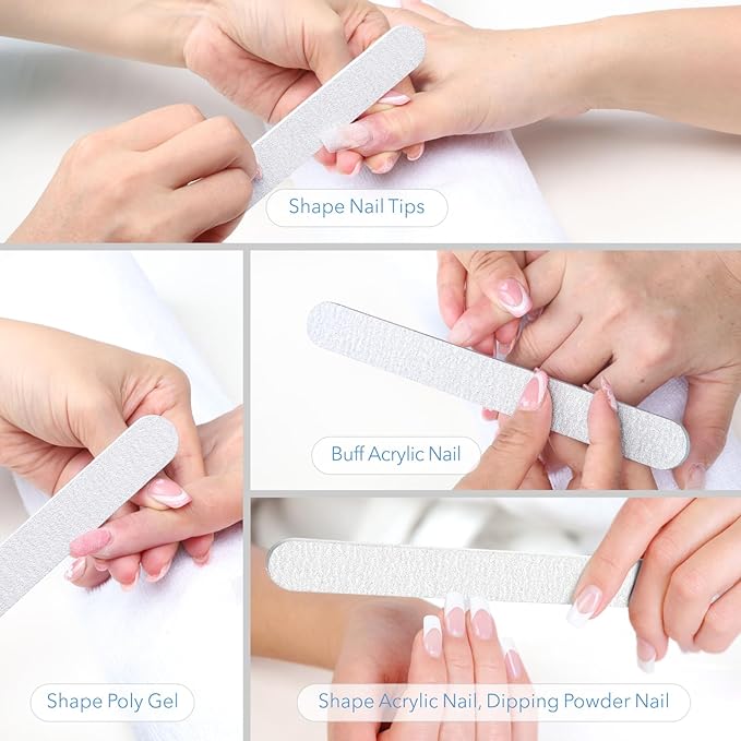 Nail Files, 10 PCS Fingernail Files 7" Long 80/100 Grit Emery Boards for Nails - Professional Nail File Washable for Acrylic, Gel, Dip Powder, and Poly Gel Nails for Salon Home