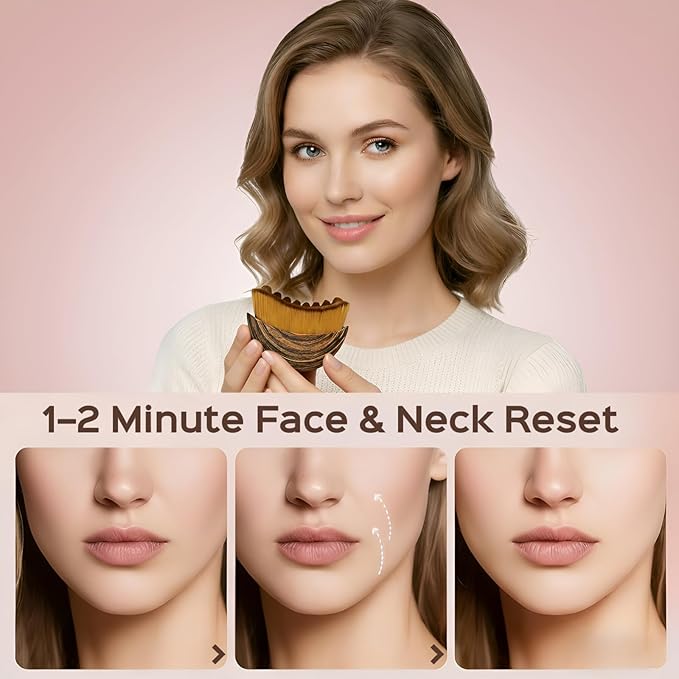 1PCS Lymphatic Contour Face Brush for Lymphatic Drainage Massager Tool for Face & Neck Lifting, Gua Sha Brush, Jawline Chin Sculpting, Dry Brushing, Curved Ergonomic Design(Brown, 1PCS)
