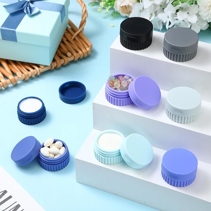 Maxcheck 8 Pcs Travel Containers for Toiletries 0.68 Oz/20 ml Small Silicone Cream Jar with Lid Mini Leakproof Lotion Jar Refillable Travel Cosmetic Container for Face Body Skin Cream (Modern Color)