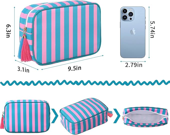 Makeup Bag Travel Cosmetic Bag Organizer Tassel Toiletry Bag Large Canvas Zipper Pouch Mahjong Tile Bag