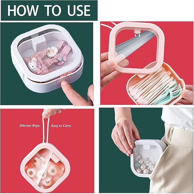 4pcs Hair Tie Organizer,Portable Travel Qtip Holder,Bathroom Storage Organizer Qtip Dispenser Cotton Swabs Dispenser Kids Hair Accessory Box with Lid for Bathroom,Desktop Organizer(Multicolor)