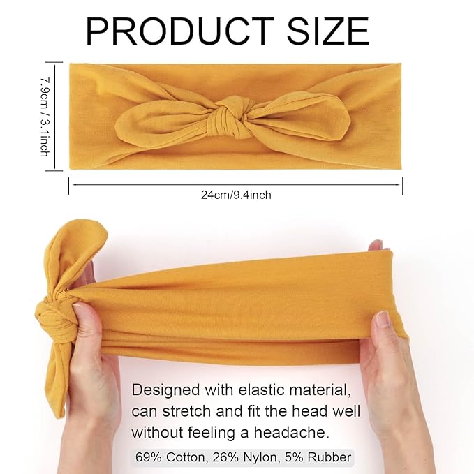 DRESHOW 4 Pack Headbands for Women Bow Knotted Hair Band Facial Cloth Rabbit Ears Running Sport Elastic Hair Wrap