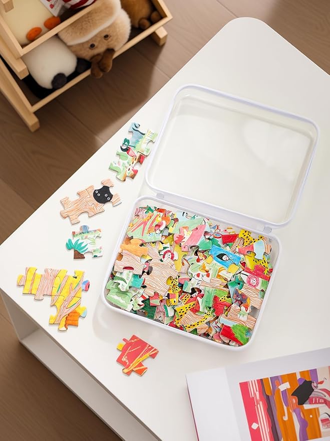 Zippered Pouch Hard, Clear Zippered Hard Pouch, Stackable Storage Bins, Portable Clear Bin Zipper (White, Large-6pcs)