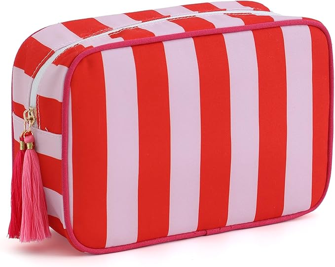 Makeup Bag Travel Cosmetic Bag Organizer Tassel Toiletry Bag Large Canvas Zipper Pouch Mahjong Tile Bag