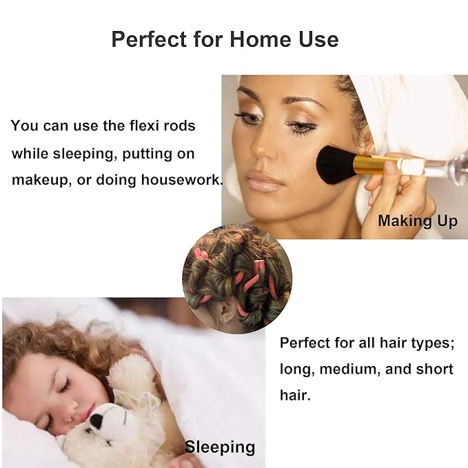 Flexible Curling Rods, 30Pcs Twist Foam Rollers for Long and Short Hair, No Heat Bendy Curlers, Pink