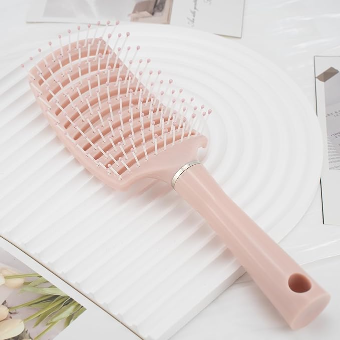 COZYISLE Neutral Tones Hair Accessories Set - 9 Medium Hair Clips (Arched & Triangle), 1 Hair Brush | Non-Slip Hair Clips for Thin Hair (Soft Pink, Beige, Brown)
