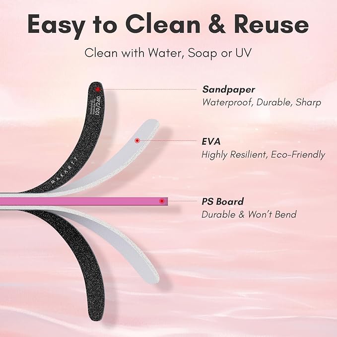 Makartt Nail File, 120/240 Grit Emery Boards for Nails, 10pcs Professional Washable Dual Sides Filer Kit for Medium Filing & Smooth Polishing, Pedicure Manicure Tools for DIY Home Salon Use